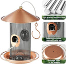 Bird Feeder for Outdoor, Metal Wild Bird Feeder Hanging Outside, 7.5" Copper Roof and 360 Degree Feeding Tray with 2 Extra Feeding Ports, 3 Lbs Bird Seeds Capacity by CozyNest Decor