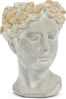 Abbott Collection Aphrodite Head Planter – Medium Indoor and Outdoor Planter Pots - Whimsical Woman Statue Head Planter for Flowers and Succulents (8.5 inch, Grey/Gold) by GreenHaven Gardens
