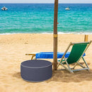 Inflatable Ottoman Stool D21 xH9 for Outdoor/Indoor Use, Water Repellent Patio Foot Rest Stool with Portable Handle,Round Pouf Ottoman Suitable for Garden,Deck and Camping - Textured Navy by CozyNest Decor