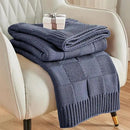 CozeCube Check Knit Throw Blanket, Steel Blue Checkered Throw for Couch, Decorative Christmas Soft Cozy Warm Knitted Blanket for Bed Sofa Living Room, 50"X60" by CozyNest Decor