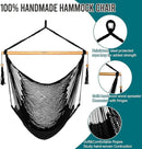 JoyView Hammock Chair with Spreader Bar Caribbean Hammock Swing Chair 300 LBS Weight Capacity XL Rope Hanging Chair for Outdoor Indoor Garden Yard - Black by GreenHaven Gardens