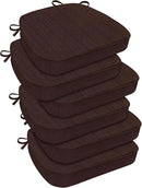 downluxe Chair Cushions for Dining Chairs, Waterproof Kitchen Chair Pads, Non-Slip Dining Seat Cushion with Ties, 17" x 16" x 2.5", Brown, 6 Pack by CozyNest Decor