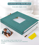 popotop Photo Album Self Adhesive with Picture Display Window,60 Pages DIY Scrapbooking Supplies Kit for 4x6 8x10 Picture,Linen Cover Memory Book for Baby Wedding, with Scraper and Metallic Pen by TinyTreasures Baby Boutique