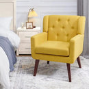 Accent Chair Button-Tufted Upholstered Living Room Chairs Comfy Reading Chair Mid Century Modern Chair with Linen Fabric Lounge Arm Chairs for Living Room Bedroom (Yellow Set of 2) by CozyNest Decor