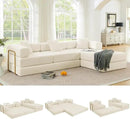 108" Oversized Convertible Sleeper Sofa Bed, Corduroy L Shape Sectional Couch, Folding Sofa Bed with Side Pocket, Modern Cloud Floor Mattress Couch, Modular Sofa for Living Room, Beige by CozyNest Decor