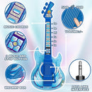 Kids Guitar and Microphone Set, Toy Guitar with Adjustable Volume and Strap, Microphone with Stand and Color Light, Toddler Musical Instrument for 3-5 5-9, Kids Karaoke Machine for Boy Girls(Blue) by TinyTreasures Baby Boutique