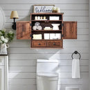 Bathroom Wall Cabinet, Farmhouse Medicine Cabinet, 24" Wide Cabinet with Drawer, Adjustable Shelf, Double Barn Doors, Storage Cabinet for Bathroom, Kitchen, Living Room, Brown by CozyNest Decor