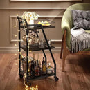 Bar Cart, Bar Cart for The Home, Small Bar Cart on Wheels, Beverage Cart, Home Bar Serving Cart with Glass Holder, Drink Cart for Bar, Kitchen, Dining, Marble Black and Black BC03BM by CozyNest Decor