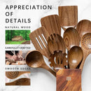 Wooden Spoons for Cooking, Nonstick Cooking Utensil Set with 10 Piece Acacia Wooden Spatulas and Spoons for Cooking, Terrific for Everyday Kitchen Tasks by CozyNest Decor