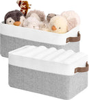 StorageWorks Narrow Storage Bins, Small Basket for Closet and Shelves, Rectangular Fabric Organizer with Handles, Toilet Paper Storage, Gray and White Stripes, 2-Pack by CozyNest Decor