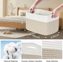 Shelf Baskets for Organizing, Woven Storage Basket for Shelves, Cotton Rope Storage Bins for Toys Books, Nursery Towel Baskets for Classroom, 14.96"X9.8"X8.85", 3-Pack White/Brown by CozyNest Decor