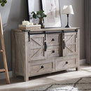 T4TREAM 48'' Farmhouse Dresser for Bedroom w/4 Drawers & Sliding Barn Doors, Tall Chest of Drawers, Rustic Dresser TV Stand w/Shelf, Organizer for Bedroom, Living Room, Foyer,Light Rustic Oak by TinyTreasures Baby Boutique