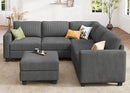 HONBAY Corduroy Modular Sectional Couch with Storage L-Shaped Sectional Couches for Living Room 6 Seater Modular Sofa, Dark Gray by CozyNest Decor