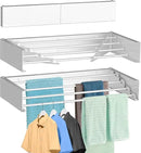 FOCHIER F Laundry Drying Rack Wall Mounted Clothes Drying Rack Collapsible with 4 Aluminum Rods and Drilling Template Long Screwdriver Bit 60 lbs Capacity (White, 23.6") by CozyNest Decor