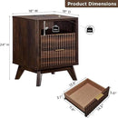 T4TREAM Fluted Nightstand with Charging Station, 18" Modern Side Table, 2 Drawers End Table with Storage, Bedside Table for Bedroom, Living Room, Curved Profile Design, Dark Walnut by CozyNest Decor