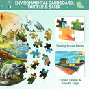 Floor Puzzles for Kids Ages 3-8, 70 Piece Dinosaur Jigsaw Puzzle for Kids Ages 3+ Year Old Large Round Toddler Puzzles Preschool Learning Educational Toys Gift for Boys Girls (Tyrannosaurus) by TinyTreasures Baby Boutique