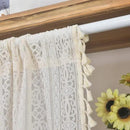 Sutuo Home Boho Sheer Curtain Valance Crochet Lace with Bohemian Hollow Knitted Handmade Tassels, Short Rustic Window Treatment for Kitchen Cafe, Rod Pocket, 1 Panel 59" W x 24" L,Beige by CozyNest Decor