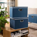 PRANDOM Large Collapsible Storage Bins with Lids [5-Pack] Fabric Foldable Storage Boxes Organizer Containers Baskets Cube with Cover for Home Bedroom Closet Office Royal Blue(17.7x11.8x11.8) by CozyNest Decor
