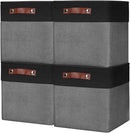 Collapsible Fabric Storage Cubes 11x11 Cube Storage Bins, 4 Pack Closet Baskets Box with Handles for Organizing, Shelf, Toys, Clothes, Home, Office, Nursery (Grey&Black) by CozyNest Decor