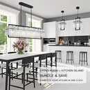 IKK Modern Rectangle Black Crystal Chandeliers for Dining Room, 42" Large Rectangular Water Ripple Glass Island Light Fixture, Linear Farmhouse Lighting for Kitchen Island, Living Room, L42xW11xH12 by CozyNest Decor