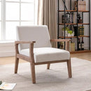 Accent Chair Mid Century Modern Armchair, Linen Upholstered Living Room Accent Armchair with Wood Frame, Farmhouse Chair Indoor Corner Chair for Living Room Bedroom, Ivory by CozyNest Decor