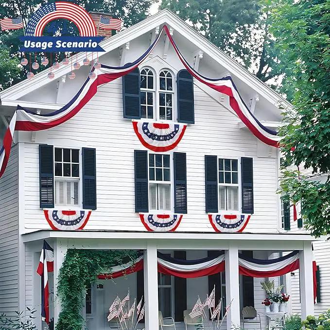 2x20 Ft Red White and Blue Banner Decorations 3 Pack,4th of July Banners for Outside,Bunting Flags for Independence Day,Labor Day,Veterans Day,Memorial Days, photo 5 of 7