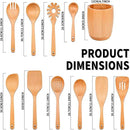 11 PCS WOSPONFAN Kitchen Utensils Set - Wooden Spoons for Cooking, Natural Beech Wood Wooden Utensils - Includes Wooden Spoons, Spatula Set, Slotted Spoon - Handmade Wooden Spoon Set by CozyNest Decor