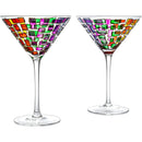 Italian Multicolor Renaissance Stained Glass Rainbow Martini Glasses Set Of 2 By 9 2