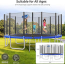 Upgraded 16FT 15FT 14FT 12FT 10FT 8FT Trampoline Outdoor with Basketball Hoop and Net, Capacity for 4-6 Kids and Adults by TinyTreasures Baby Boutique