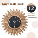 Honiway 16 Inch Wall Clocks, Rustic Wood Boho Sunburst Decorative Wall Clock Battery Operated Silent Non Ticking Farmhouse Large Wall Clocks for Living Room Kitchen Bedroom Home Decor (Rustic Brown) by CozyNest Decor