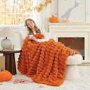 Cozy Bliss Fall Harvest Faux Fur Throw Blanket for Couch, Cozy Warm Plush Striped Blanket for for Decorating Couch Sofa Bedroom Living Room,60 * 80 Inches Burnt Orange by CozyNest Decor