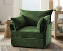 Oversized Accent Chair, Upholstered Modern Sofa Chair with Removable Backrest & Detachable Cover, 24.5" Deep Seat Large Reading Armchair for Living Room Bedroom Office - Chenille Green Set of 1 by CozyNest Decor