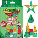 CreateOn Crayola Holiday Glitter Magnetic Tiles, Building Set for Kids, Magnetic Building Toys for Kids, STEM Travel Toys for Boys and Girls Ages 3+, 14-Piece Set (Holiday Glitter) by TinyTreasures Baby Boutique