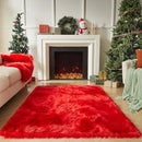AMTOVO Faux Fur Sheepskin Rug for Living Room, 4 x 6 ft Red Fluffy Area Rug for Bedroom, Playroom, Luxury Room Decor, Rectangle by CozyNest Decor