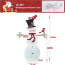 5FT Lighted Snowman with Birds for Christmas Decoration, 3D Pre-Lit Iridescent Snowman Xmas Decor with 90 LED Lights, Glittered Standing Holiday Display for Outdoor, Indoor by CozyNest Decor