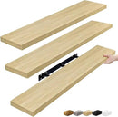 Sorbus Floating Shelves for Wall - 48 Inch Long Bathroom Shelves, Wall Decor for Bedroom, Kitchen, Living Room & Book Storage - Mounted Floating Shelf with Invisible Brackets (Maple Wood, 3 Pack) by CozyNest Decor