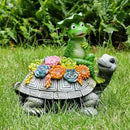 ILLUMINEW Solar Garden Outdoor Statues Turtle& Frog with Succulent and 8 LED Lights, Turtle Carrying Lotus Leaf Frog Figurines, Lawn Decorations for Patio Yard Gifts for Mom Grandma Housewarming by GreenHaven Gardens
