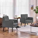 Yaheetech Mid-Century Accent Chairs, Modern Upholstered Living Room Chair, Cozy Armchair Button Tufted Back and Wood Legs for Bedroom/Office/Cafe, Set of 2, Gray by CozyNest Decor