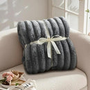 Amélie Home Faux Fur Throw Blanket for Couch, Ultra Cozy Fuzzy Fluffy Fur Luxurious Soft Striped Plush Gift Blankets for Family Sofa Chair Bed Living Room Bedroom, 55"x70", Ionic Wolf Gray by CozyNest Decor