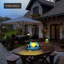 GIGALUMI Solar Light Outdoor Garden Decor, Lotus Flower Light Crackle Globe Glass Lantern Outdoor Table Decor Waterproof for Patio, Lawn, Pathway, Pool, Pond, Christmas Gift (Blue Petal) by GreenHaven Gardens