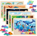 6 Packs Wooden Puzzles for Kids Ages 4-6, 60 Piece Wood Dinosaur Animals Jigsaw Puzzles for Toddlers Ages 3-5, Preschool Educational Learning Toys Gifts for 2 3 4 5 6 7 8 Boys Girls by TinyTreasures Baby Boutique