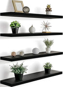 24 Inch Floating Shelves for Wall Rustic Black Wood Wall Shelves for Bedroom Set of 4 by CozyNest Decor