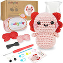 WaldyWop Crochet Kit for Beginners Kids, Wobbles Crochet Animal Kit, Complete Starter Knitting Set w/Step-by-Step Video Tutorials, Easy Yarn (Extra 40%), Hook - DIY Craft Kits, Gifts for Girls Teen by TinyTreasures Baby Boutique