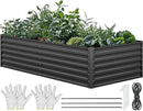 YITAHOME 8x4x2ft Large Raised Garden Bed Kit, Galvanized Metal Planter Box with Gloves, Ground Nails, Support Rod & Safety Rubber, Outdoor Above Ground Planters for Plants Vegetables Flowers, Black by GreenHaven Gardens