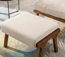 Wahson Mid Century Arm Chair and Ottoman Set, Upholstered Accent Armchair with Wood Frame and Canvas Cushions, Leisure Slipper Chair for Living Room/Bedroom, Beige by CozyNest Decor