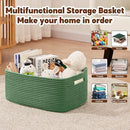 OIAHOMY Storage Basket for Shelves, Closet Cube Storage Bins Baskets for Clothes Blanket Towels, Baby Nursery, Toy Baskets Box, Woven Rope Basket, 17.72*12.99*7.87 IN, 2 Packs Olive Green by TinyTreasures Baby Boutique