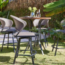VICLLAX Patio Bar Stool Chairs with Footrests and Padded Seat, Bar Height Swivel Patio Chairs Set of 6, Brown Woven Wicker Swivel Bar Stools for Lawn Garden by CozyNest Decor