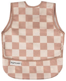 Tiny Twinkle Mess Proof Baby Bib - Waterproof & Lightweight Baby-Led Weaning Apron | 100% Recycled Polyester, Easy Clean & Machine Washable (Brown Checkers, Small 6-24 Months) by TinyTreasures Baby Boutique