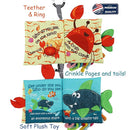 Fish Baby Book 0-6 Months,Touch Feel Cloth Crinkle Books for Babies,Infant Baby Toys 6-12 Months,Learning Education Soft Sensory Mirror Toy,Teether,Shower Gifts for Boys Girls-Gift Box by TinyTreasures Baby Boutique