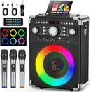 Karaoke Machine with 3 Wireless Microphones for Adults, Portable Bluetooth Party Speaker with Echo Adjustment, Singing Machine Support TWS/USB/TF Card/Guitar/TV Connected for Outdoor/Events etc by TinyTreasures Baby Boutique